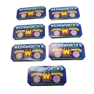 7 Wedgworth Big W Brand Florida Vegetable Label Vintage Unused 77119